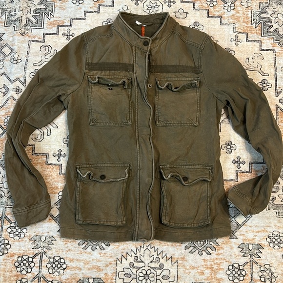 FREE PEOPLE S green/brown  rumpled army jacket with front four pockets - Picture 4 of 14